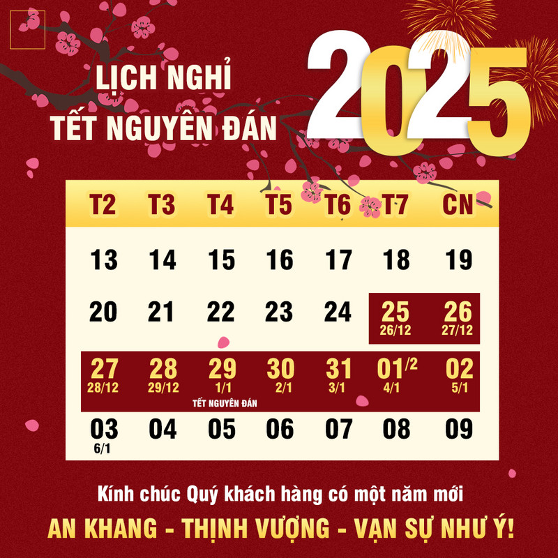 Lịch nghỉ tết 2025